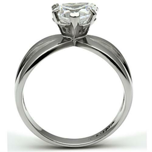 Women's Stainless Steel Heart Solitaire CZ Dual Band Promise Engagement Ring - Jewelry Store by Erik Rayo