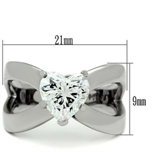 Women's Stainless Steel Heart Solitaire CZ Dual Band Promise Engagement Ring - Jewelry Store by Erik Rayo