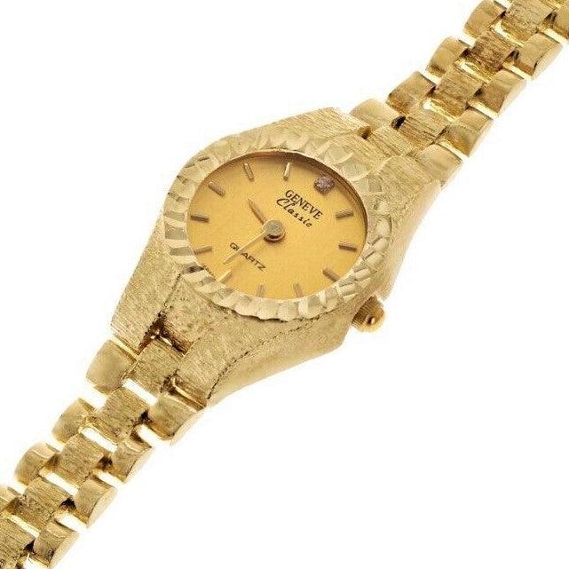 Women's Watch 10k Yellow Gold Watch Link Wrist Watch Geneve with Diamond 6.25-6.75 27.8 grams - Jewelry Store by Erik Rayo