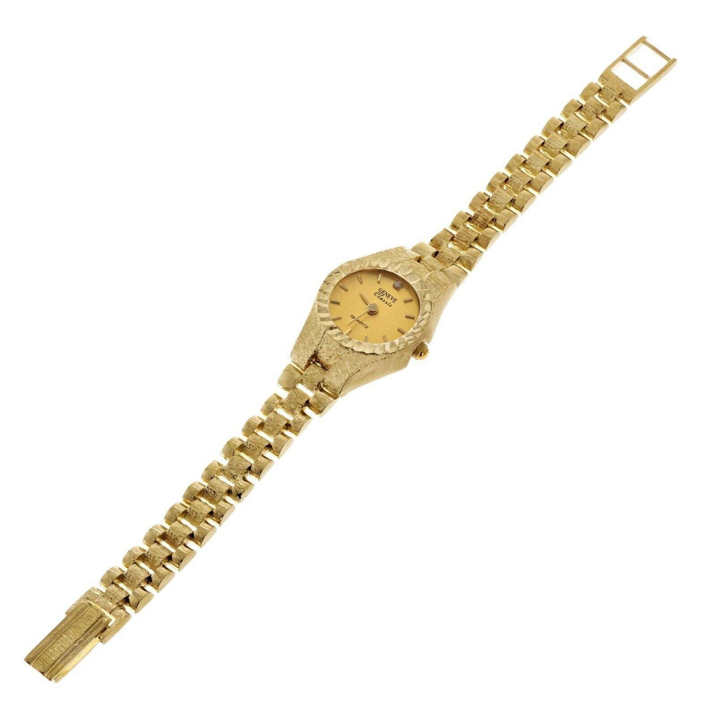 Women's Watch 10k Yellow Gold Watch Link Wrist Watch Geneve with Diamond 6.25-6.75 27.8 grams - Jewelry Store by Erik Rayo