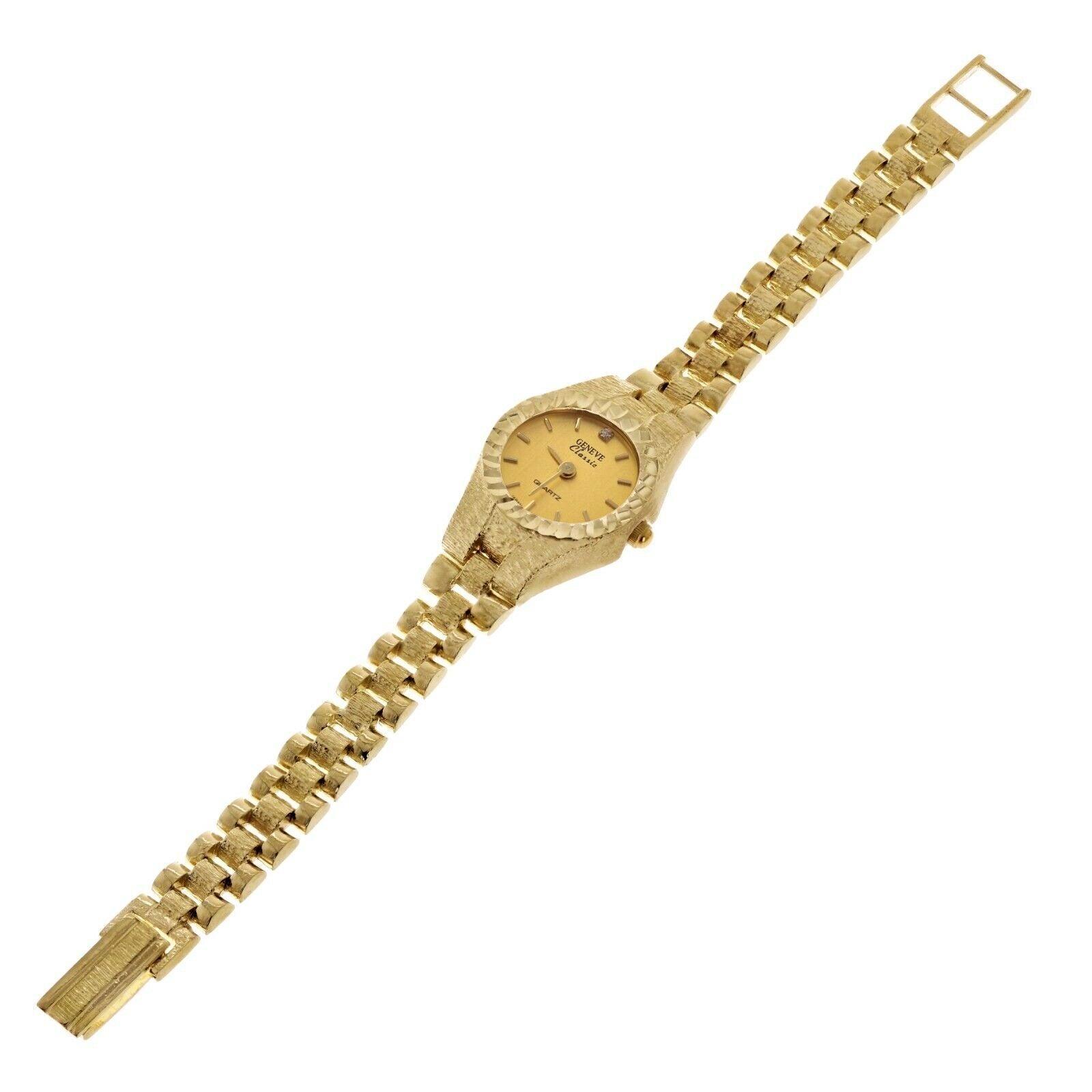 Women's Watch 10k Yellow Gold Watch Link Wrist Watch Geneve with Diamond 6.25-6.75 27.8 grams - Jewelry Store by Erik Rayo