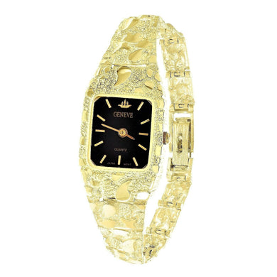 Women's Watch 14k Yellow Gold Nugget Link Bracelet Geneve Wrist Watch 7.5 31 grams - Jewelry Store by Erik Rayo