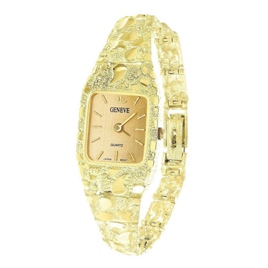 Women's Watch 14k Yellow Gold Solid Nugget Bracelet Link Wrist Band Geneve Watch 7 29 grams - Jewelry Store by Erik Rayo