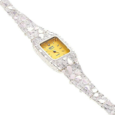 Women's Watch 925 Sterling Silver Nugget Link Geneve Diamond Wrist Watch 6.5-7 24.7g - Jewelry Store by Erik Rayo