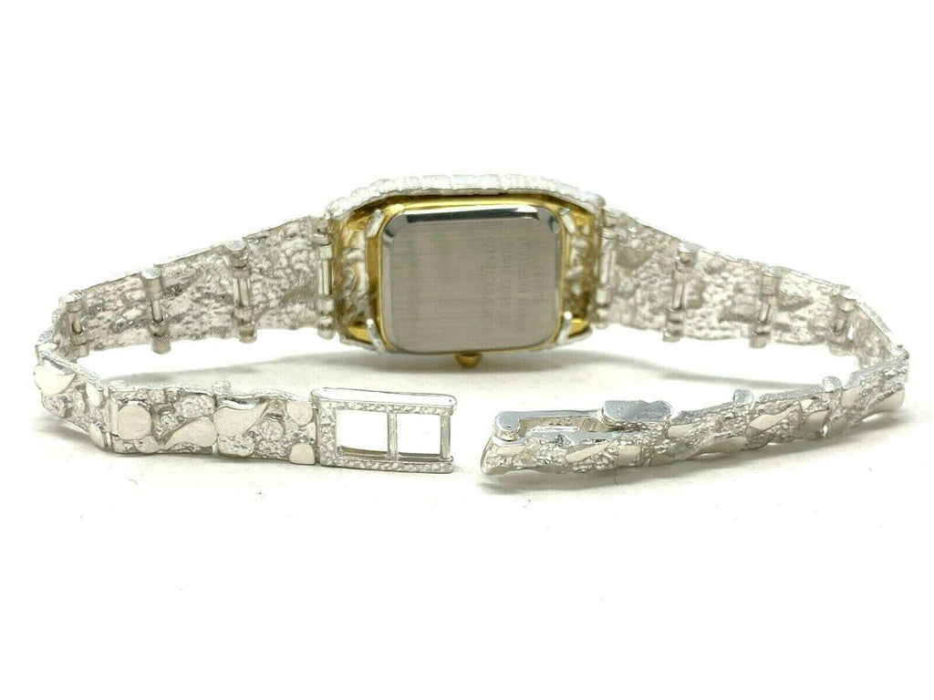 Women's Watch 925 Sterling Silver Nugget Link Geneve Wrist Watch 6.5-7 24.7 grams - Jewelry Store by Erik Rayo