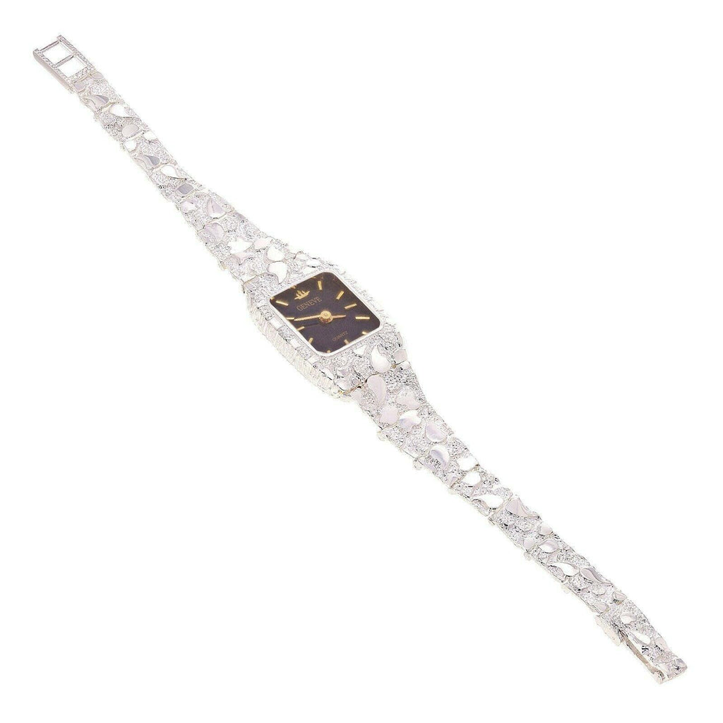 Women's Watch 925 Sterling Silver Nugget Link Geneve Wrist Watch 6.5-7 24.7 grams - Jewelry Store by Erik Rayo