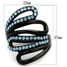 Load image into Gallery viewer, Womens Black Aquamarine Ring Anillo Para Mujer y Ninos Kids 316L Stainless Steel Ring with Top Grade Crystal in Sea Blue Livorno - Jewelry Store by Erik Rayo
