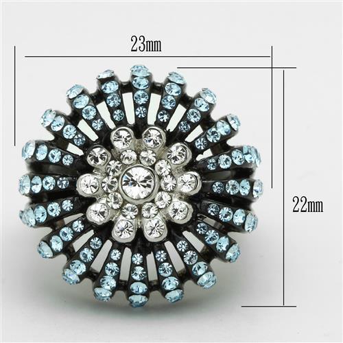 Womens Black Aquamarine Ring Anillo Para Mujer 316L Stainless Steel Ring with Top Grade Crystal in Sea Blue Vicenza - Jewelry Store by Erik Rayo