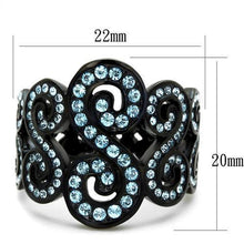 Load image into Gallery viewer, Womens Black Aquamarine Ring Anillo Para Mujer Stainless Steel Ring with Top Grade Crystal in Sea Blue Eliza - Jewelry Store by Erik Rayo
