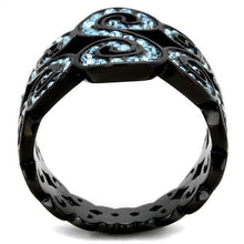 Load image into Gallery viewer, Womens Black Aquamarine Ring Anillo Para Mujer Stainless Steel Ring with Top Grade Crystal in Sea Blue Eliza - Jewelry Store by Erik Rayo
