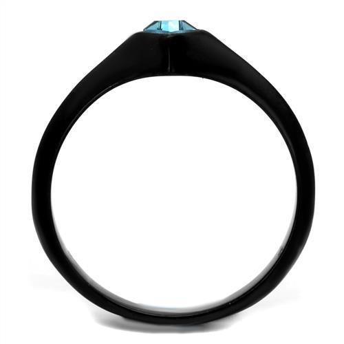 Womens Black Aquamarine Ring Anillo Para Mujer 316L Stainless Steel Ring with Top Grade Crystal in Sea Blue Colette - Jewelry Store by Erik Rayo