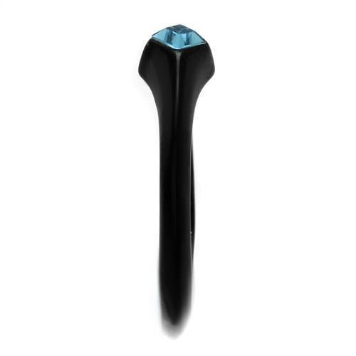 Womens Black Aquamarine Ring Anillo Para Mujer 316L Stainless Steel Ring with Top Grade Crystal in Sea Blue Colette - Jewelry Store by Erik Rayo