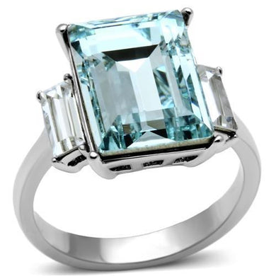 Womens Black Aquamarine Ring Anillo Para Mujer Stainless Steel Ring Top Grade Crystal in Sea Blue Corato - Jewelry Store by Erik Rayo
