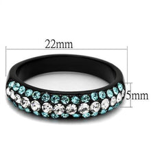 Load image into Gallery viewer, Black Aquamarine Rings for Women Anillo Para Mujer Stainless Steel Ring with Top Grade Crystal in Sea Blue Amelia - Jewelry Store by Erik Rayo
