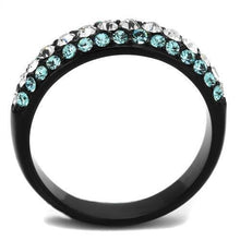 Load image into Gallery viewer, Black Aquamarine Rings for Women Anillo Para Mujer Stainless Steel Ring with Top Grade Crystal in Sea Blue Amelia - Jewelry Store by Erik Rayo
