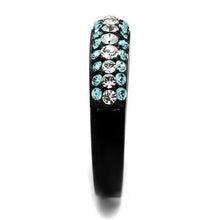 Load image into Gallery viewer, Black Aquamarine Rings for Women Anillo Para Mujer Stainless Steel Ring with Top Grade Crystal in Sea Blue Amelia - Jewelry Store by Erik Rayo
