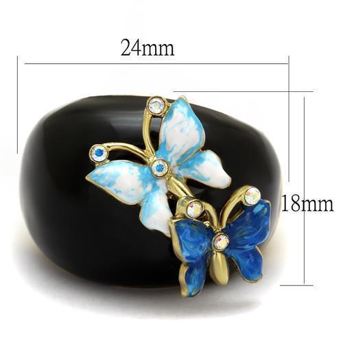 Womens Black Blue Butterfly Ring Anillo Para Mujer 316L Stainless Steel Ring with Top Grade Crystal in White AB Cecillia - Jewelry Store by Erik Rayo