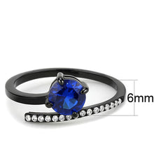 Load image into Gallery viewer, Womens Black Blue Ring Anillo Para Mujer y Ninos Kids 316L Stainless Steel Ring with Spinel in London Blue Benevento - Jewelry Store by Erik Rayo
