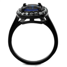 Load image into Gallery viewer, Womens Black Blue Ring Anillo Para Mujer y Ninos Unisex Kids 316L Stainless Steel Ring with Glass in Montana Audrina - Jewelry Store by Erik Rayo
