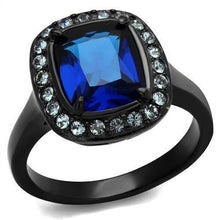 Load image into Gallery viewer, Womens Black Blue Ring Anillo Para Mujer Stainless Steel Ring with Glass in Montana Audrina - Jewelry Store by Erik Rayo
