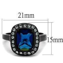 Load image into Gallery viewer, Womens Black Blue Ring Anillo Para Mujer Stainless Steel Ring with Glass in Montana Audrina - Jewelry Store by Erik Rayo
