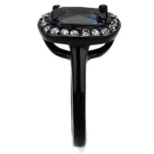 Load image into Gallery viewer, Womens Black Blue Ring Anillo Para Mujer Stainless Steel Ring with Glass in Montana Audrina - Jewelry Store by Erik Rayo

