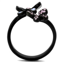 Load image into Gallery viewer, Womens Black Butterflies Ring Anillo Para Mujer y Ninos Unisex Kids 316L Stainless Steel Ring with Top Grade Crystal in Light Amethyst Ivanna - Jewelry Store by Erik Rayo
