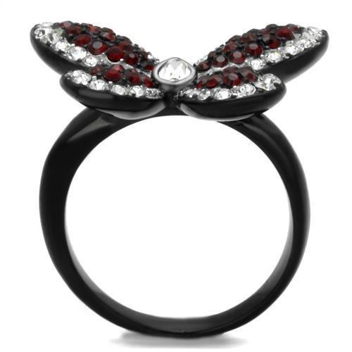 Womens Black Butterfly Ring Anillo Para Mujer 316L Stainless Steel Ring with Top Grade Crystal in Siam Esther - Jewelry Store by Erik Rayo