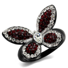 Load image into Gallery viewer, Womens Black Butterfly Ring Anillo Para Mujer Stainless Steel Ring with Top Grade Crystal in Siam Esther - Jewelry Store by Erik Rayo
