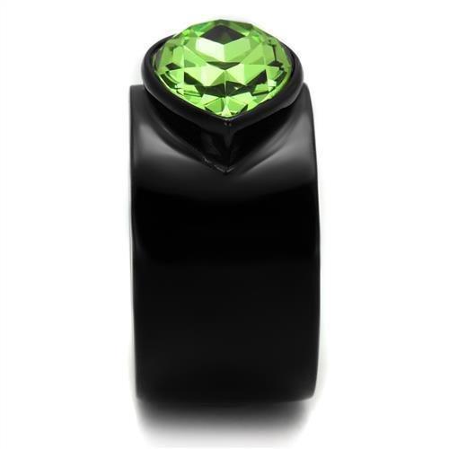 Womens Black Emerald Ring Anillo Para Mujer 316L Stainless Steel Ring with Top Grade Crystal in Peridot Sora - Jewelry Store by Erik Rayo