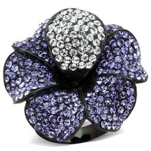 Load image into Gallery viewer, Womens Black Flower Ring Purple Anillo Para Mujer Stainless Steel Ring with Top Grade Crystal in Tanzanite Rovigo - Jewelry Store by Erik Rayo
