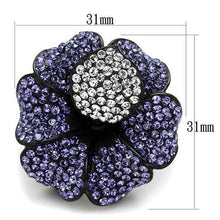 Load image into Gallery viewer, Womens Black Flower Ring Purple Anillo Para Mujer Stainless Steel Ring with Top Grade Crystal in Tanzanite Rovigo - Jewelry Store by Erik Rayo

