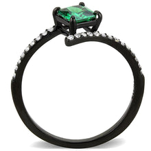 Load image into Gallery viewer, Womens Black Green Ring Petite Anillo Para Mujer y Ninos Kids 316L Stainless Steel Ring with AAA Grade CZ in Emerald Forza - Jewelry Store by Erik Rayo
