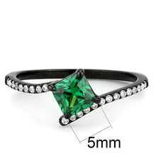 Load image into Gallery viewer, Womens Black Green Ring Petite Anillo Para Mujer Stainless Steel Ring with AAA Grade CZ in Emerald Forza - Jewelry Store by Erik Rayo
