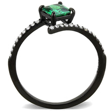 Load image into Gallery viewer, Womens Black Green Ring Petite Anillo Para Mujer Stainless Steel Ring with AAA Grade CZ in Emerald Forza - Jewelry Store by Erik Rayo
