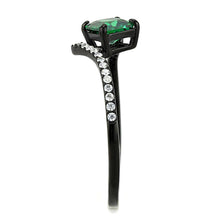 Load image into Gallery viewer, Womens Black Green Ring Petite Anillo Para Mujer Stainless Steel Ring with AAA Grade CZ in Emerald Forza - Jewelry Store by Erik Rayo
