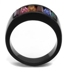 Load image into Gallery viewer, Womens Black Mulicolored Ring Anillo Para Mujer y Ninos Kids 316L Stainless Steel Ring with Top Grade Crystal in Multi Color Spezia - Jewelry Store by Erik Rayo
