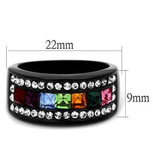 Load image into Gallery viewer, Womens Black Muliticolored Ring Anillo Para Mujer Stainless Steel Ring with Top Grade Crystal in Multi Color Portofino - Jewelry Store by Erik Rayo
