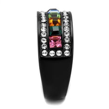 Load image into Gallery viewer, Womens Black Muliticolored Ring Anillo Para Mujer Stainless Steel Ring with Top Grade Crystal in Multi Color Portofino - Jewelry Store by Erik Rayo
