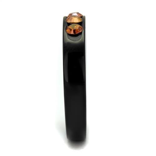 Womens Black Orange Ring Anillo Para Mujer 316L Stainless Steel Ring with Top Grade Crystal in Champagne Ariana - Jewelry Store by Erik Rayo