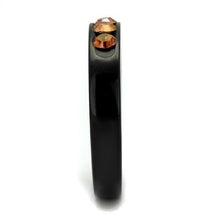 Load image into Gallery viewer, Womens Black Orange Ring Anillo Para Mujer Stainless Steel Ring with Top Grade Crystal in Champagne Ariana - Jewelry Store by Erik Rayo
