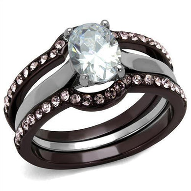 Womens Black Pink Ring Anillo Para Mujer Stainless Steel Ring with AAA Grade CZ in Clear Formia - Jewelry Store by Erik Rayo