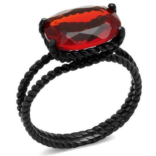 Womens Black Pink Ring Anillo Para Mujer 316L Stainless Steel Ring with Glass in Siam Salerno - Jewelry Store by Erik Rayo