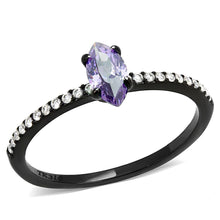 Load image into Gallery viewer, Womens Black Purple Ring Anillo Para Mujer y Ninos Kids 316L Stainless Steel Ring with AAA Grade CZ in Amethyst Calabria - Jewelry Store by Erik Rayo
