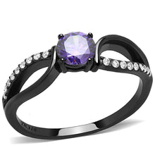 Load image into Gallery viewer, Womens Black Purple Ring Anillo Para Mujer y Ninos Kids 316L Stainless Steel Ring with AAA Grade CZ in Amethyst Chieti - Jewelry Store by Erik Rayo
