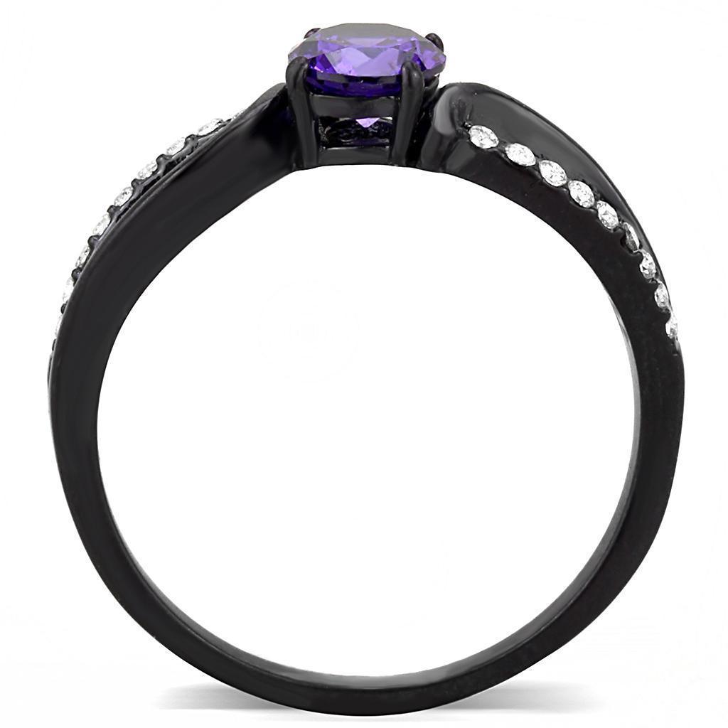 Womens Black Purple Ring Anillo Para Mujer 316L Stainless Steel Ring with AAA Grade CZ in Amethyst Chieti - Jewelry Store by Erik Rayo