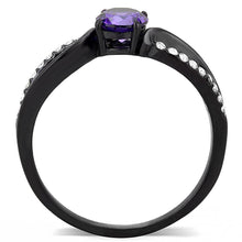 Load image into Gallery viewer, Womens Black Purple Ring Anillo Para Mujer y Ninos Kids 316L Stainless Steel Ring with AAA Grade CZ in Amethyst Chieti - Jewelry Store by Erik Rayo
