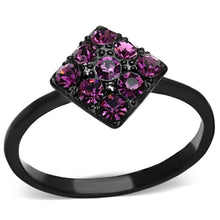 Load image into Gallery viewer, Womens Black Purple Ring Anillo Para Mujer y Ninos Kids 316L Stainless Steel Ring with Top Grade Crystal in Amethyst Bolsena - Jewelry Store by Erik Rayo
