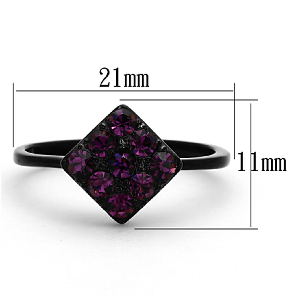 Womens Black Purple Ring Anillo Para Mujer 316L Stainless Steel Ring with Top Grade Crystal in Amethyst Bolsena - Jewelry Store by Erik Rayo