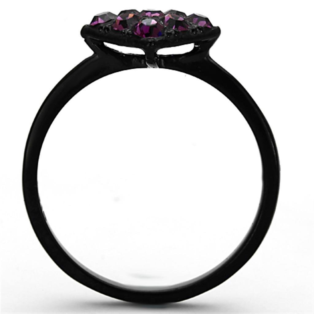 Womens Black Purple Ring Anillo Para Mujer 316L Stainless Steel Ring with Top Grade Crystal in Amethyst Bolsena - Jewelry Store by Erik Rayo
